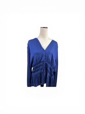 White House Black Market Royal Blue V-Neck Long Sleeve top size XL